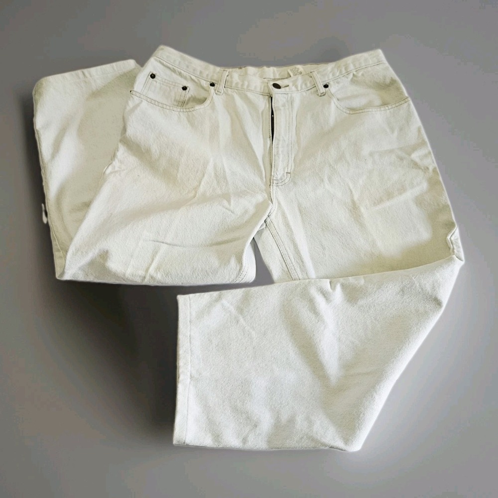 Vintage Blue Zone Jeans Men's White Denim Pants 100% Cotton Size 38X32